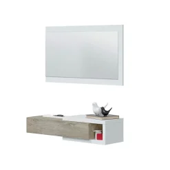 Console suspendue réversible avec 1 tiroir et 1 miroir L95 cm - NOON