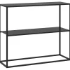 Console table d'appoint style contemporain avec étagère - dim. 90L x 30l x 75H cm - acier noir