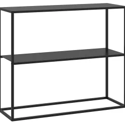 Console table d'appoint style contemporain avec étagère - dim. 90L x 30l x 75H cm - acier noir