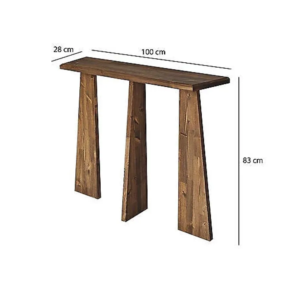 Console TomoeGozen, Table polyvalente, Armoire de rangement, Bureau du couloir, 100x28 h83 cm, Chêne