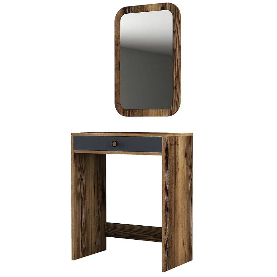 Console Ursa, Table polyvalente, Armoire de rangement, Bureau du couloir, 70x85h40 cm, Noyer et Anthracite