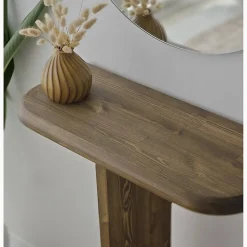 Console Vespera, Table polyvalente, Armoire de rangement, Bureau du couloir, 80x25h85 cm, Noyer