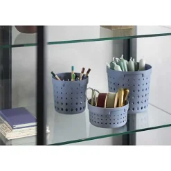 Corbeille de rangement ronde en plastique élégante Seoul L - Bleu