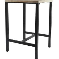 CORTEZ - Ensemble Table Haute et 2 Tabourets en MDF et Pieds Métal Noir