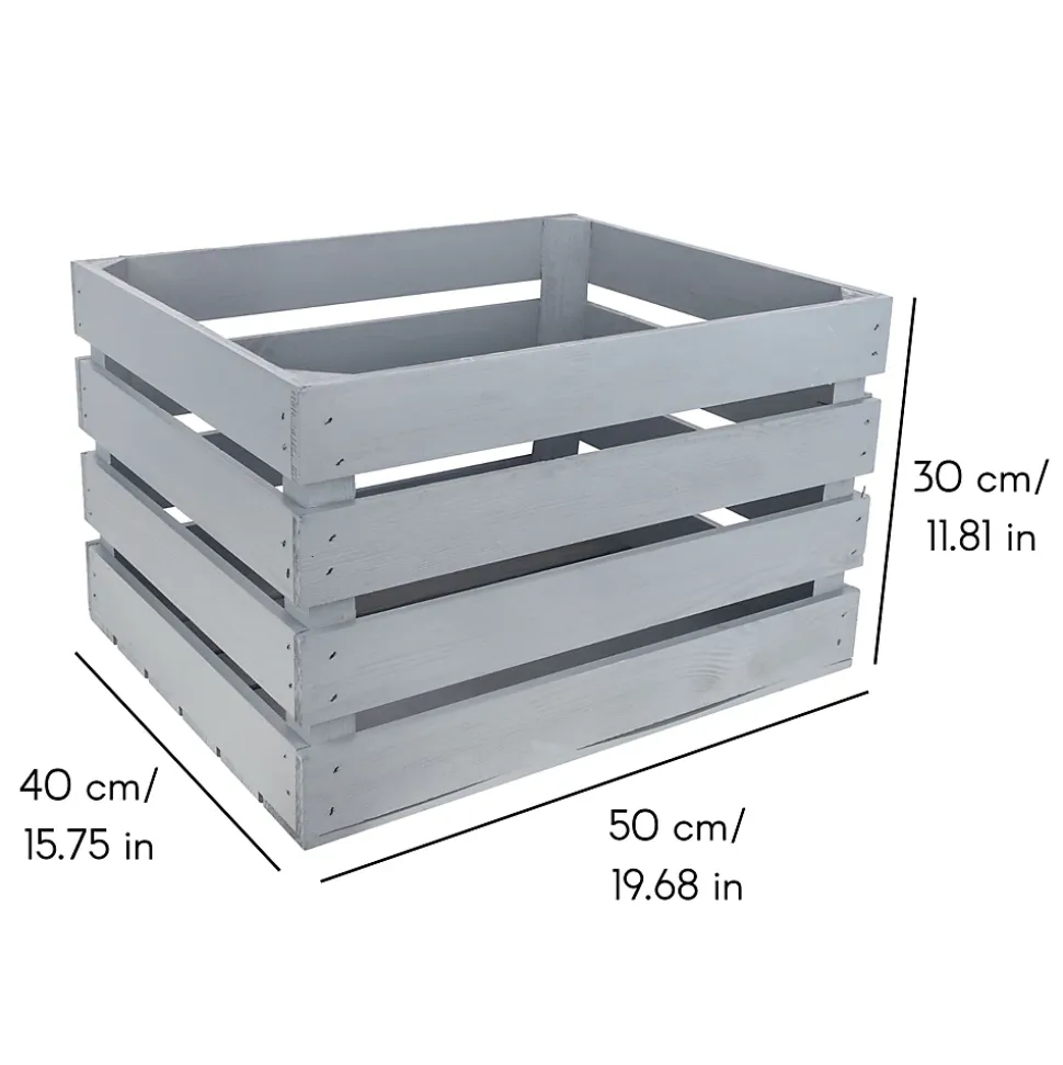 Creative Deco Lot de 3 Caisse en Bois Gris 50 x 40 x 30 cm - Caisse Rangement Bois - Caisse en Bois Vintage - Cagette Bois Deco