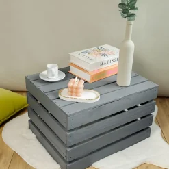 Creative Deco Lot de 3 Caisse en Bois Gris 50 x 40 x 30 cm - Caisse Rangement Bois - Caisse en Bois Vintage - Cagette Bois Deco
