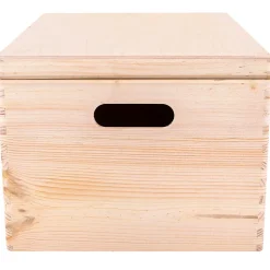 Creative Deco Boite de Rangement en Bois avec Poignées 40 x 30 x 24 cm (+/-1cm) - Non Peint - Boîte à Souvenirs - Brut