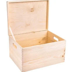 Creative Deco Boite de Rangement en Bois avec Poignées 40 x 30 x 24 cm (+/-1cm) - Non Peint - Boîte à Souvenirs - Brut