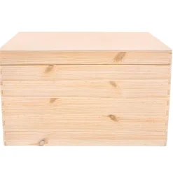 Creative Deco Boite de Rangement en Bois avec Poignées 40 x 30 x 24 cm (+/-1cm) - Non Peint - Boîte à Souvenirs - Brut
