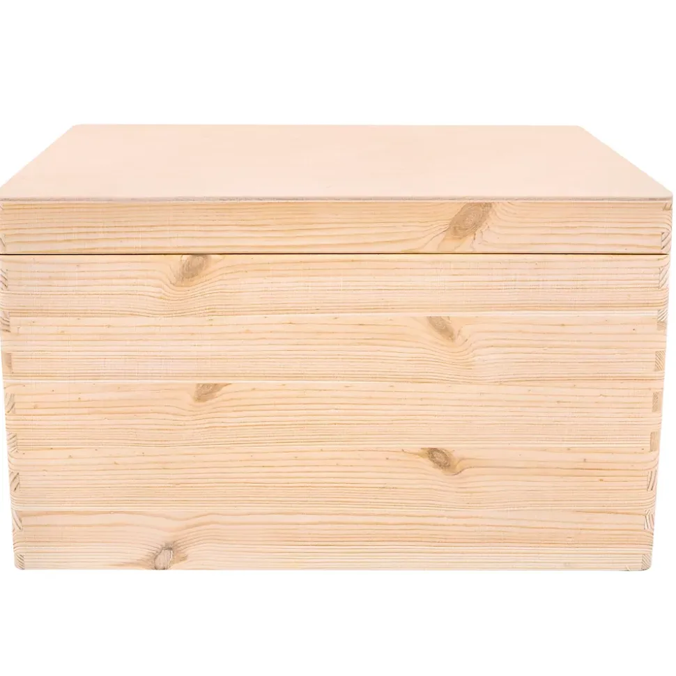 Creative Deco Boite de Rangement en Bois avec Poignées 40 x 30 x 24 cm (+/-1cm) - Non Peint - Boîte à Souvenirs - Brut