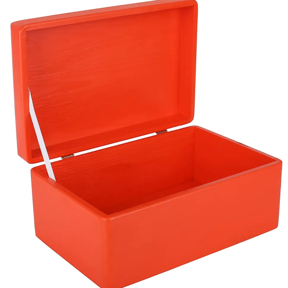 Creative Deco Boite de Rangement en Bois Rouge 30 x 20 x 14 cm (+/- 1 cm) - Avec Couvercle - Boîte à Souvenirs - Boîte à Jouets