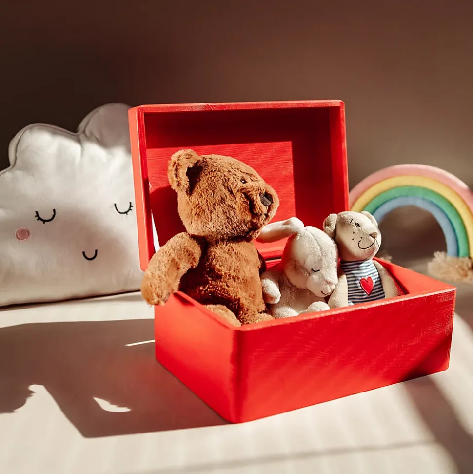Creative Deco Boite de Rangement en Bois Rouge 30 x 20 x 14 cm (+/- 1 cm) - Avec Couvercle - Boîte à Souvenirs - Boîte à Jouets