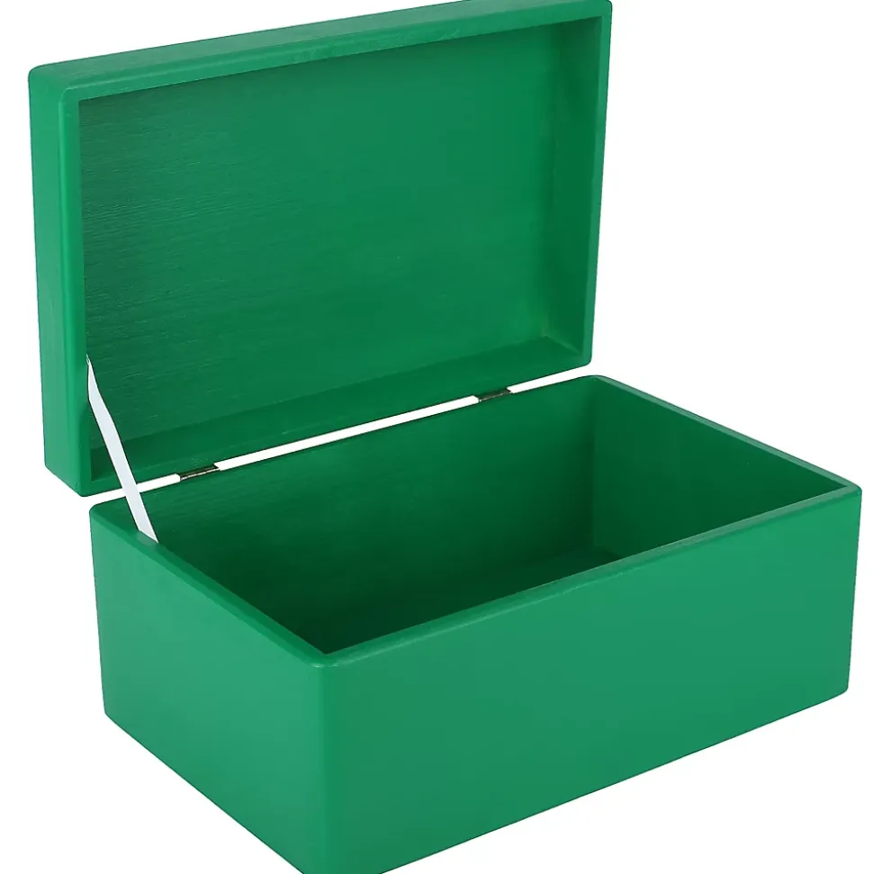 Creative Deco Boite de Rangement en Bois Vert 30 x 20 x 14 cm (+/- 1 cm) - Avec Couvercle - Boîte à Souvenirs - Boîte à Jouets