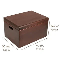 Creative Deco Boite de Rangement en Bois Marron 40 x 30 x 24 cm (+/-1cm) - Couvercle et Poignées - Boîte Souvenirs - Boîte à Jouet