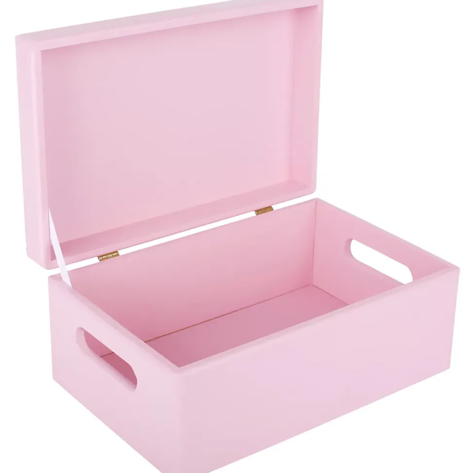 Creative Deco Boite de Rangement en Bois Rose 30 x 20 x 14 cm (+/-1cm) - Couvercle et Poignées - Boîte Souvenirs - Boîte à Jouets