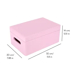 Creative Deco Boite de Rangement en Bois Rose 30 x 20 x 14 cm (+/-1cm) - Couvercle et Poignées - Boîte Souvenirs - Boîte à Jouets