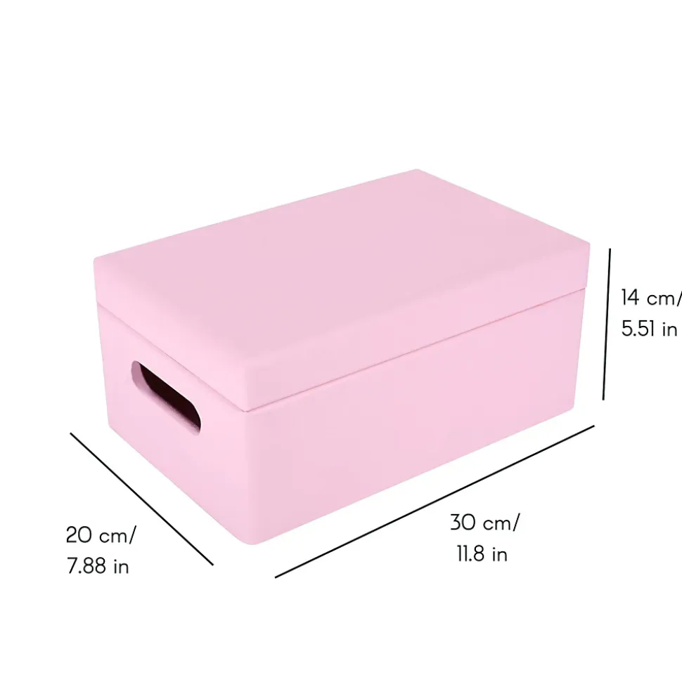 Creative Deco Boite de Rangement en Bois Rose 30 x 20 x 14 cm (+/-1cm) - Couvercle et Poignées - Boîte Souvenirs - Boîte à Jouets