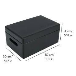 Creative Deco Boite de Rangement en Bois Noir 30 x 20 x 14 cm (+/-1cm) - Couvercle et Poignées - Boîte Souvenirs - Boîte à Jouets