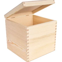 Creative Deco Boite Rangement Carré en Bois 16 x 16 x 16 cm (+/- 1 cm) - Organiseur Bureau Boîte à Bijoux, Coffre, Malle, Caisse