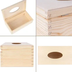 Creative Deco Boîte à Mouchoirs en Bois Naturel 25,5 x 13,5 x 9 cm - Boîte Rangement Tissus - Bureau, Cuisine, Salle de Bain