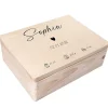 Creative Deco Boîte à Souvenirs Bébé Personnalisée - Motif Cœur - Cadeau Naissance Fille et Garçon - Boîte en Bois Personnalisable