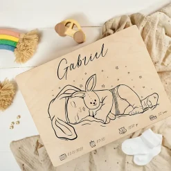 Creative Deco Boîte à Souvenirs Bébé Personnalisée - 40 x 30 x 14 cm - Cadeau Naissance Garçon - Boîte en Bois Personnalisable