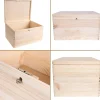 Creative Deco Boîte en Bois avec Clé - 40 x 30 x 24 cm - Boîte de Rangement Non Peinte et Brut - Coffre à Souvenirs avec Couvercle