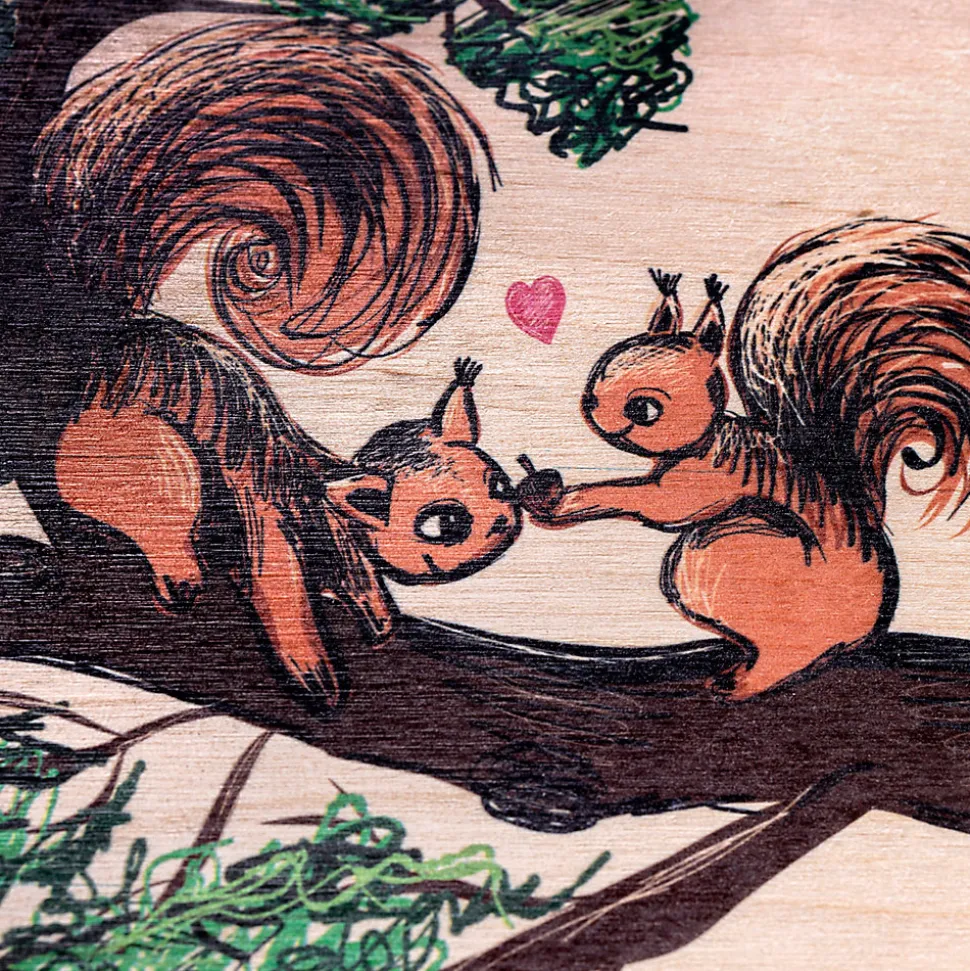 Creative Deco Boîte en Bois Personnalisée pour Naissance - Motif Écureuil - 30 x 20 x 14 cm - Cadeau Souvenir Bébé Personnalisable