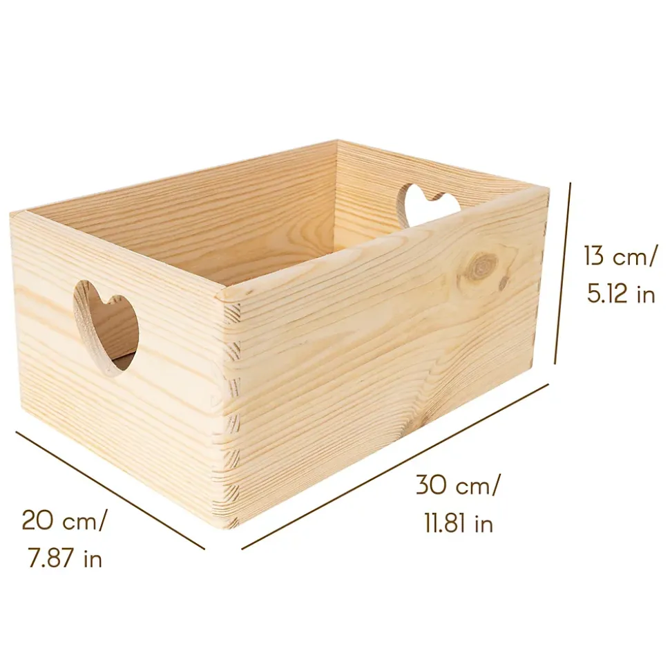 Creative Deco Caisse Bois Rangement Non Peint 30 x 20 x 14 cm (+/- 1cm) - Boîte Rangement Bois Cuisine - Caisse Rangement Bureau