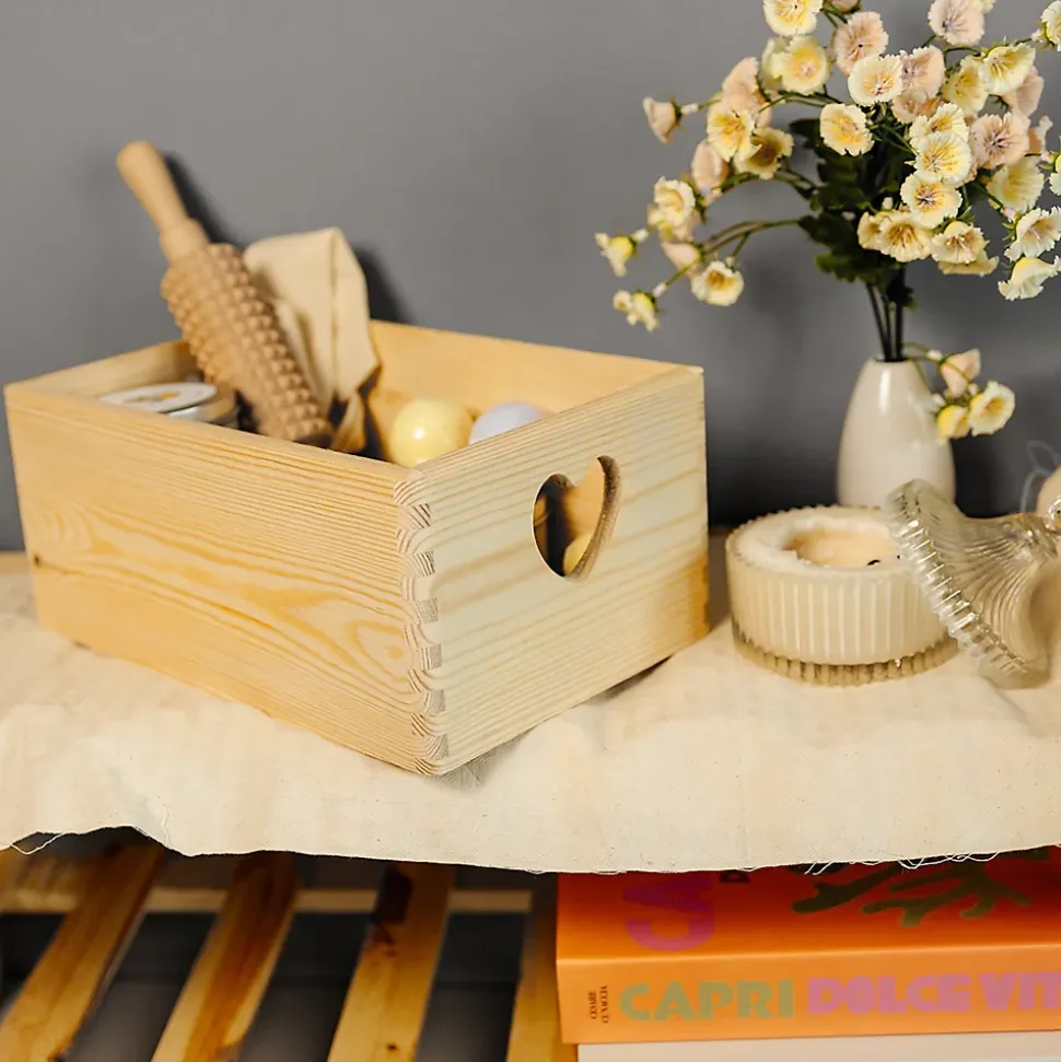 Creative Deco Caisse Bois Rangement Non Peint 30 x 20 x 14 cm (+/- 1cm) - Boîte Rangement Bois Cuisine - Caisse Rangement Bureau
