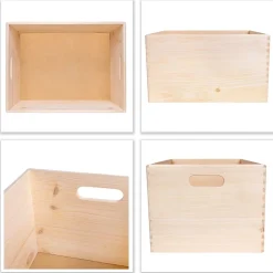 Creative Deco Caisse Bois Rangement 40 x 30 x 24 cm (+/- 1cm) - Boîte de Rangement Bois Cuisine - Caisse Rangement Bureau