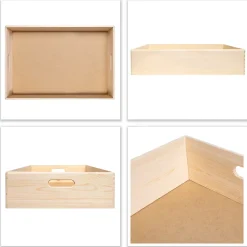 Creative Deco Caisse en Bois avec Poignées 60 x 40 x 13,5 cm (+/-1cm) - Boîte de Rangement Multifonction pour Cuisine