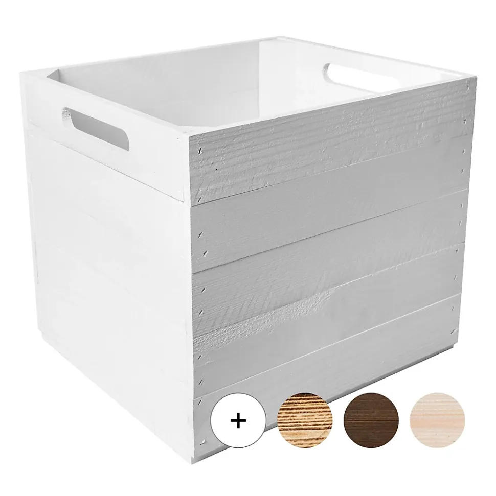 Creative Deco Caisse en Bois Blanc Compatible Étagères KALLAX et EXPIDIT 33 x 37 x 33 cm - Cube de Rangement - Kallax Rangement