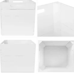 Creative Deco Caisse en Bois Blanc Compatible Étagères KALLAX et EXPIDIT 33 x 37 x 33 cm - Cube de Rangement - Kallax Rangement