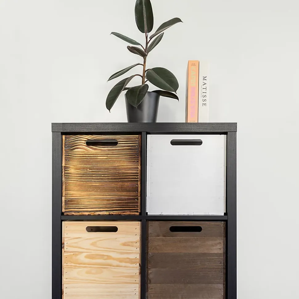 Creative Deco Caisse en Bois Blanc Compatible Étagères KALLAX et EXPIDIT 33 x 37 x 33 cm - Cube de Rangement - Kallax Rangement