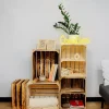 Creative Deco Caisse en Bois Naturel avec Etagere 50 x 40 x 30 cm - Caisse Bois Rangement Vintage - Cagette Bois Deco - Caisse Vin