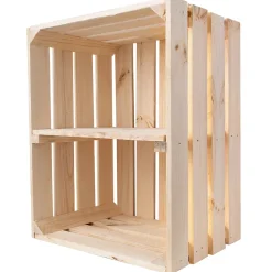 Creative Deco Caisse en Bois Naturel avec Etagere 50 x 40 x 30 cm - Caisse Bois Rangement Vintage - Cagette Bois Deco - Caisse Vin