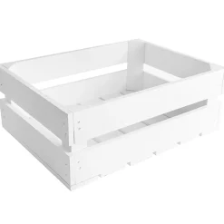 Creative Deco Caisse en Bois Blanc 40 x 30 x 15 cm - Caisse Rangement Bois Vintage - Cagette Bois Deco - Boite Decoration