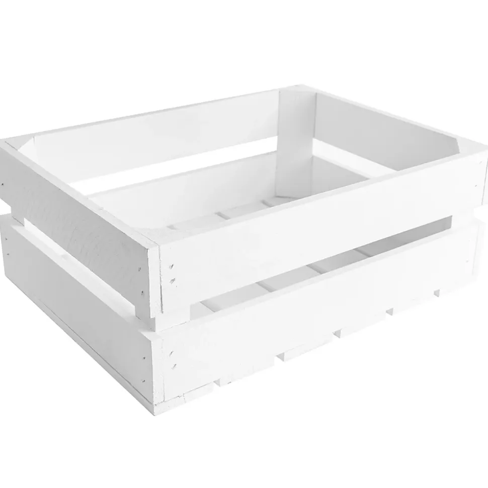 Creative Deco Caisse en Bois Blanc 40 x 30 x 15 cm - Caisse Rangement Bois Vintage - Cagette Bois Deco - Boite Decoration