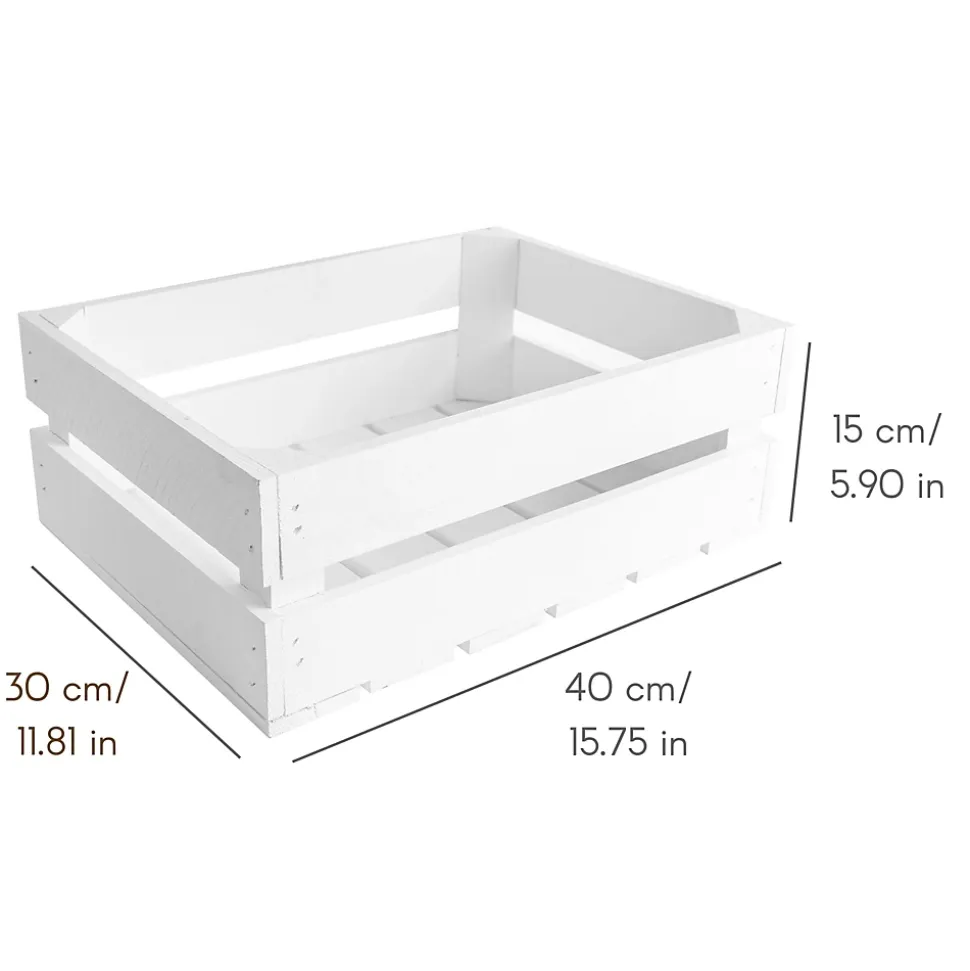 Creative Deco Caisse en Bois Blanc 40 x 30 x 15 cm - Caisse Rangement Bois Vintage - Cagette Bois Deco - Boite Decoration