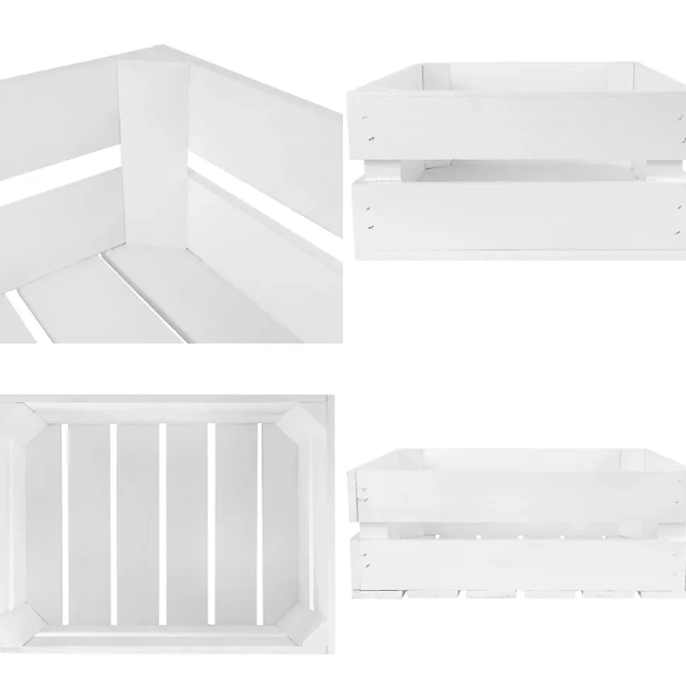 Creative Deco Caisse en Bois Blanc 40 x 30 x 15 cm - Caisse Rangement Bois Vintage - Cagette Bois Deco - Boite Decoration