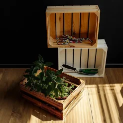 Creative Deco Caisse en Bois Blanc 40 x 30 x 15 cm - Caisse Rangement Bois Vintage - Cagette Bois Deco - Boite Decoration