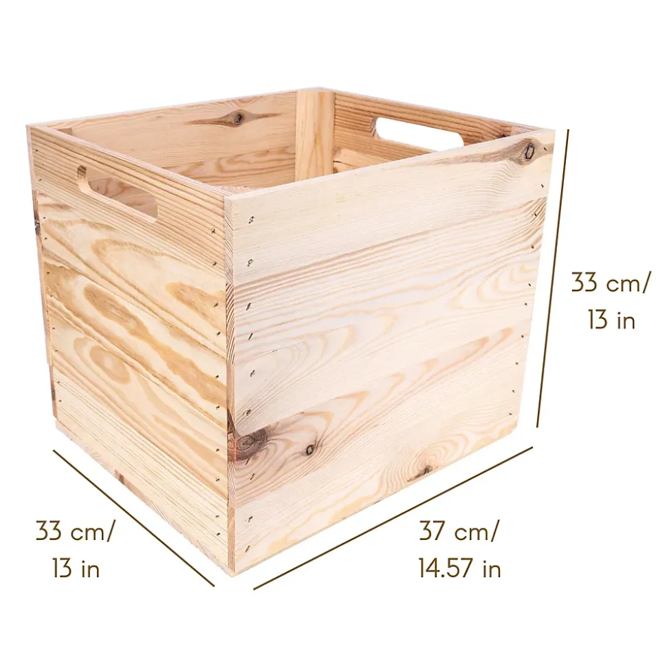 Creative Deco Caisse en Bois Naturel Compatible Étagères KALLAX et EXPIDIT 33 x 37 x 33 cm - Cube de Rangement - Kallax Rangement