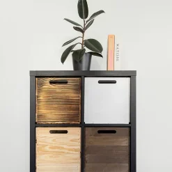 Creative Deco Caisse en Bois Naturel Compatible Étagères KALLAX et EXPIDIT 33 x 37 x 33 cm - Cube de Rangement - Kallax Rangement