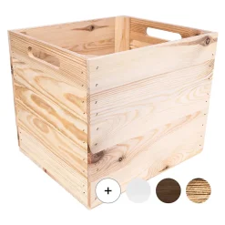Creative Deco Caisse en Bois Naturel Compatible Étagères KALLAX et EXPIDIT 33 x 37 x 33 cm - Cube de Rangement - Kallax Rangement