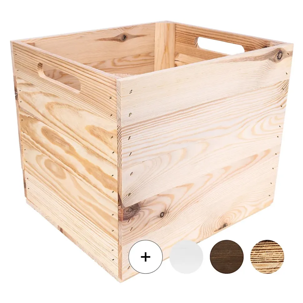 Creative Deco Caisse en Bois Naturel Compatible Étagères KALLAX et EXPIDIT 33 x 37 x 33 cm - Cube de Rangement - Kallax Rangement
