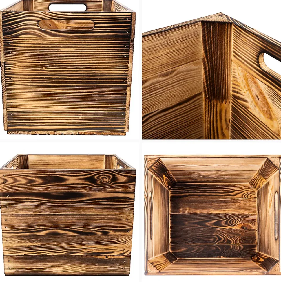 Creative Deco Caisse en Bois Flammé Compatible Étagères KALLAX et EXPIDIT 33 x 37 x 33 cm - Cube de Rangement - Kallax Rangement
