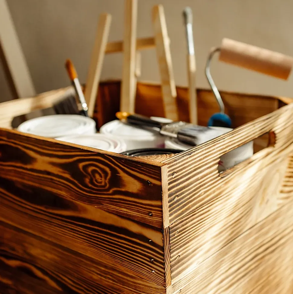 Creative Deco Caisse en Bois Flammé Compatible Étagères KALLAX et EXPIDIT 33 x 37 x 33 cm - Cube de Rangement - Kallax Rangement