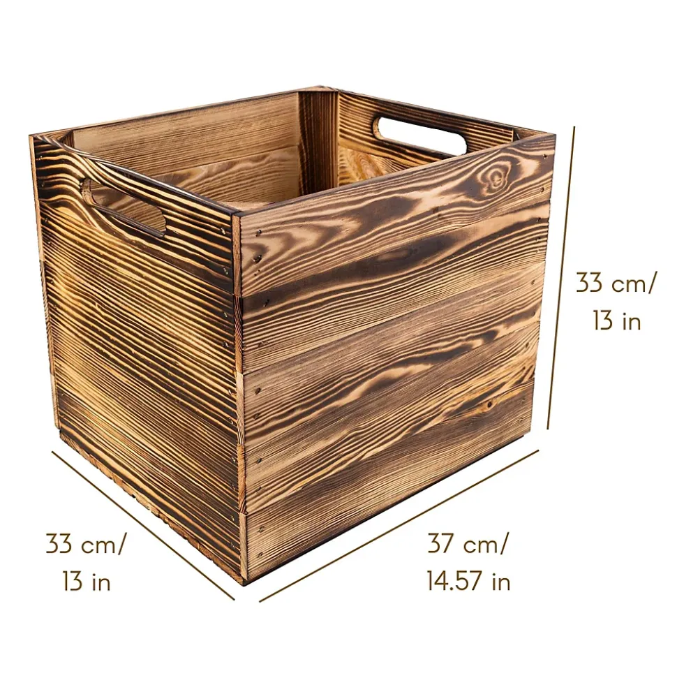 Creative Deco Caisse en Bois Flammé Compatible Étagères KALLAX et EXPIDIT 33 x 37 x 33 cm - Cube de Rangement - Kallax Rangement