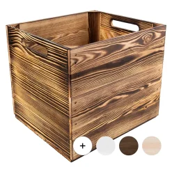 Creative Deco Caisse en Bois Flammé Compatible Étagères KALLAX et EXPIDIT 33 x 37 x 33 cm - Cube de Rangement - Kallax Rangement